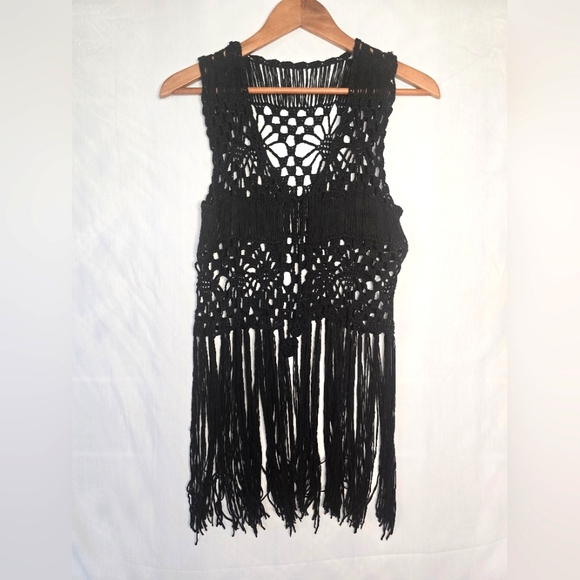 Crochet Vest with Fringe - NWOT - Picture 1 of 2